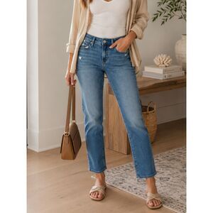 Silver Jeans Suki Straight Leg Mid Rise Distressed Stretch Denim Jeans W29 L31